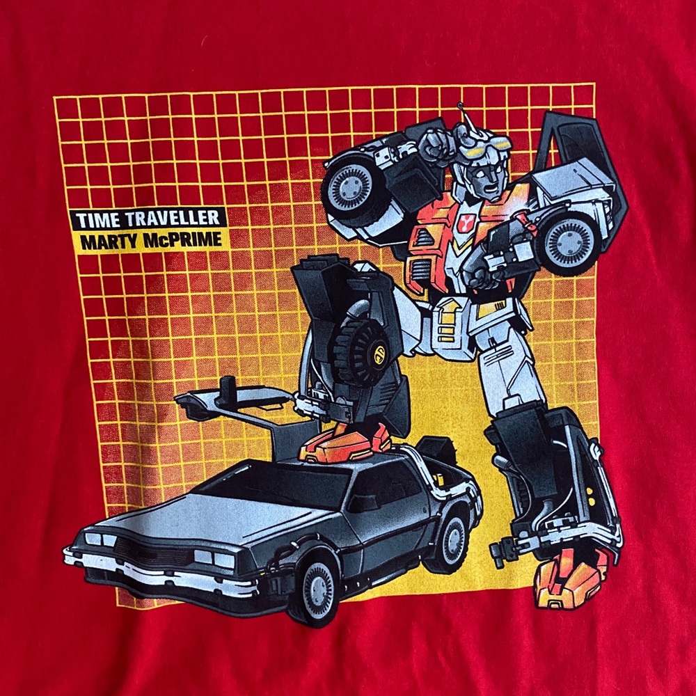 Red “MashUp” T-Shirt (back2thefuture/transformers)